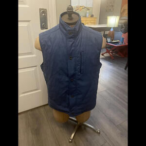 Johnnie-o  Reversible Puffer Vest Mens XL BLUE Black Full Zip Button Up Golf